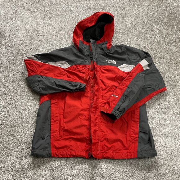 COPY - The North Face Hyvent Boys Large Red and Gray Waterproof Hooded Outdoor …